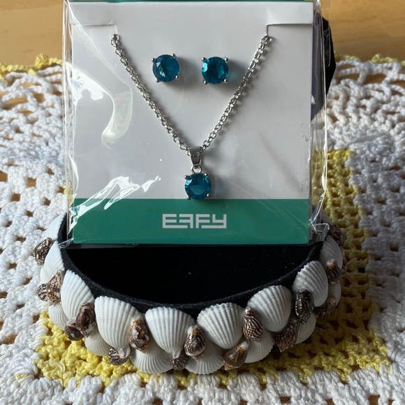 🐚  EFFY AQUA BLUE NECKLACE AND EARRINGS 🐚 NWOT 🐚 - Picture 3 of 16